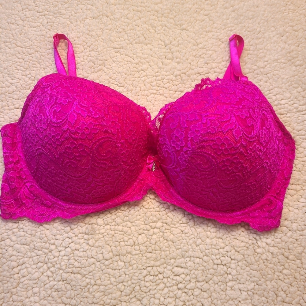 Hot Pink Lace Bra